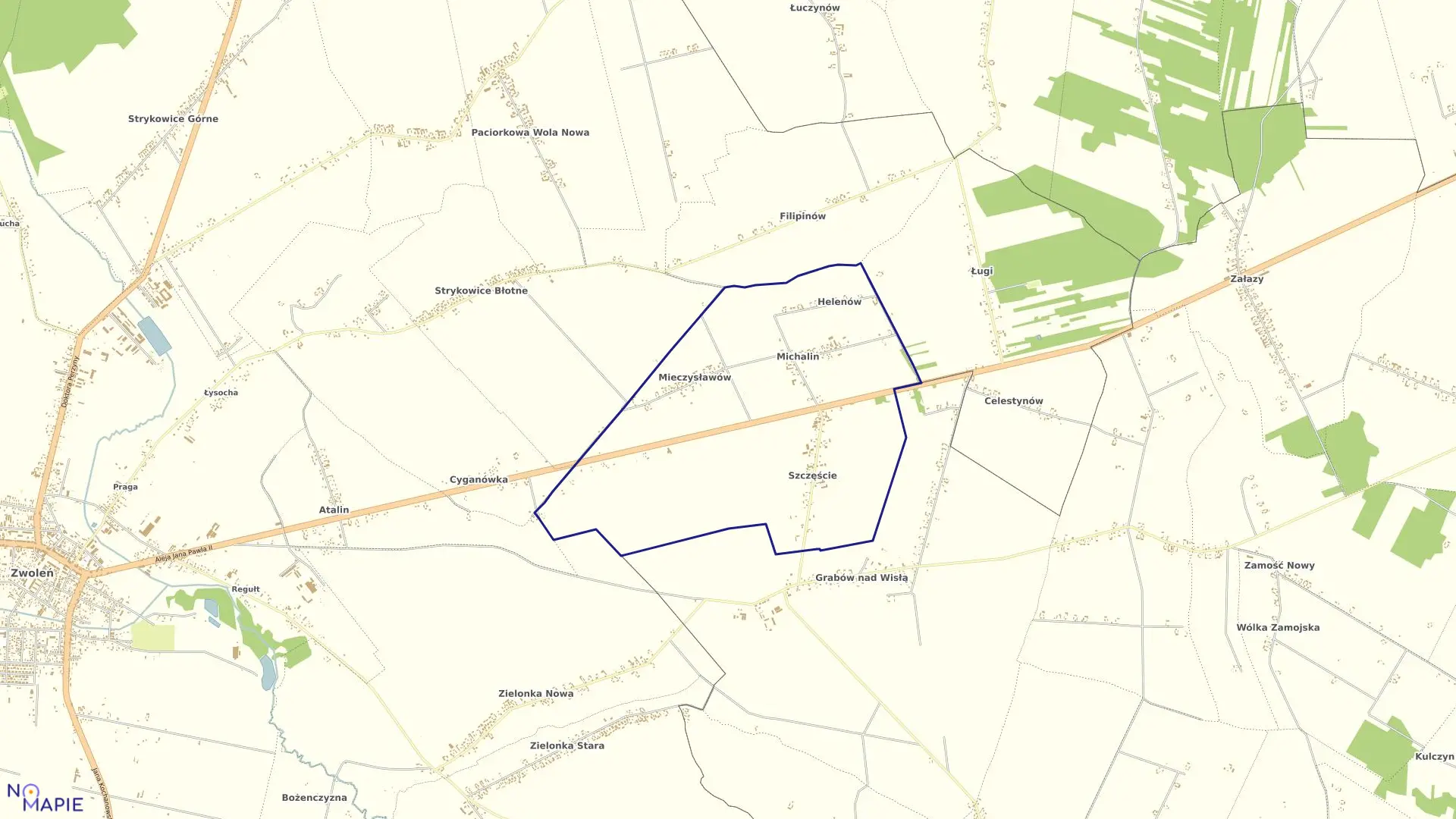 Mapa obrębu MIECZYSŁAWÓW w gminie Zwoleń